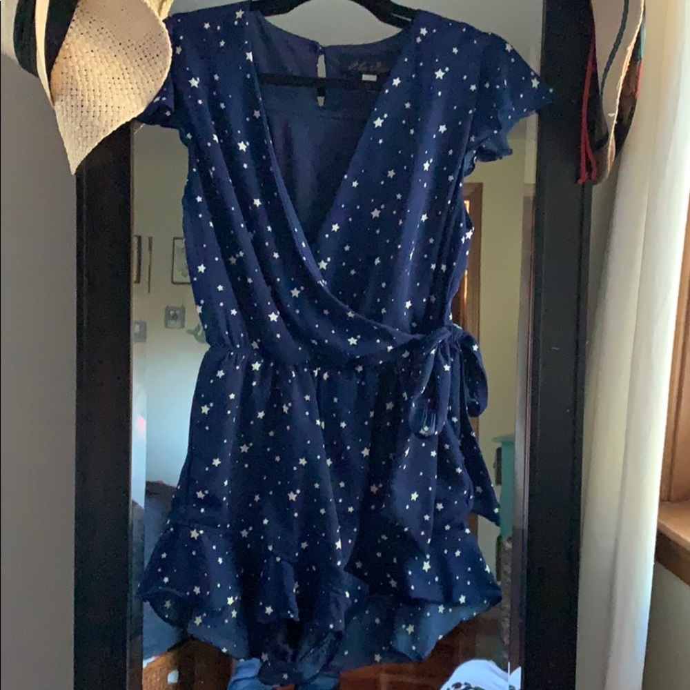 Navy stars romper